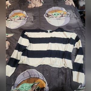 ARIZONA - Womens Cozy Oversized Striped Crop Sweater